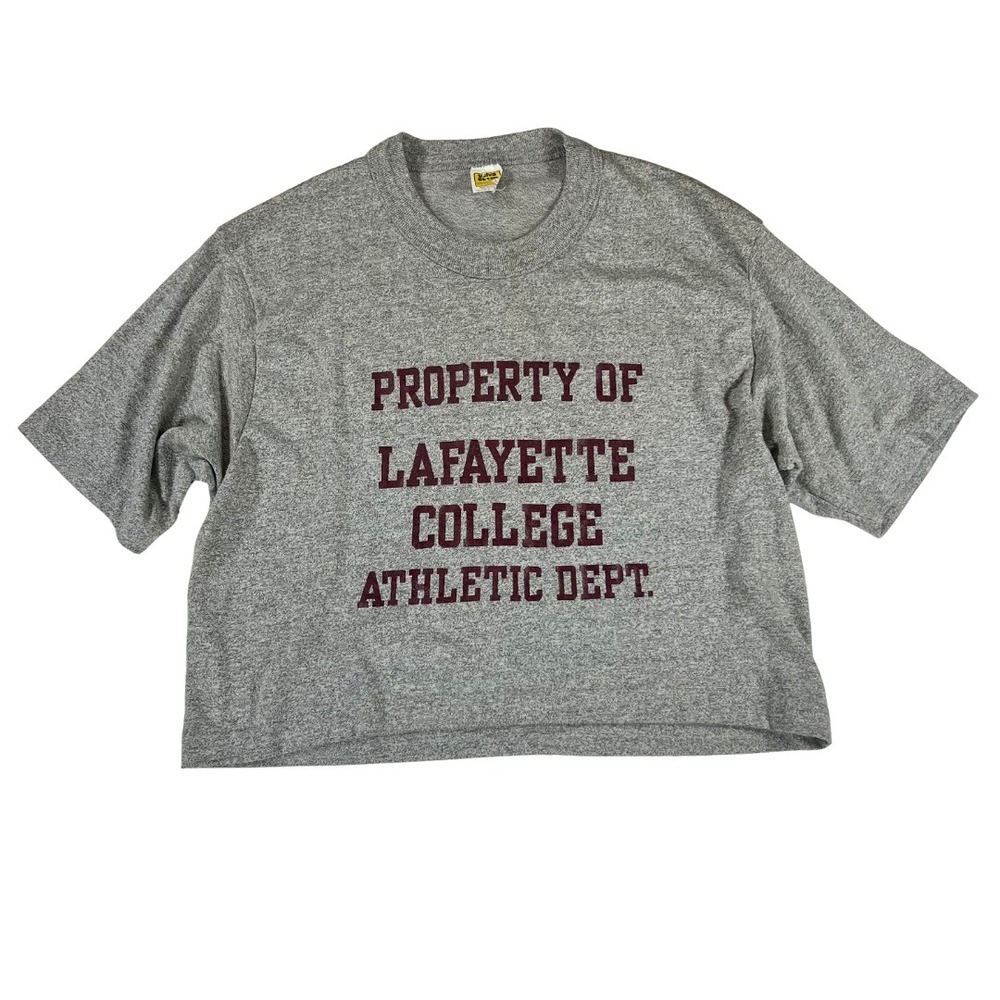 Vintage 70s 80s Velva Sheen Lafayette College Athletic Dept Crop T Shirt L